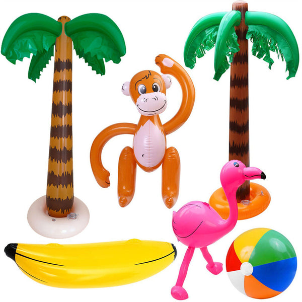 4PCS 90cm Inflatable Blow Up Palm Tree Hawaiian Luau Pool Beach Party Decoration
