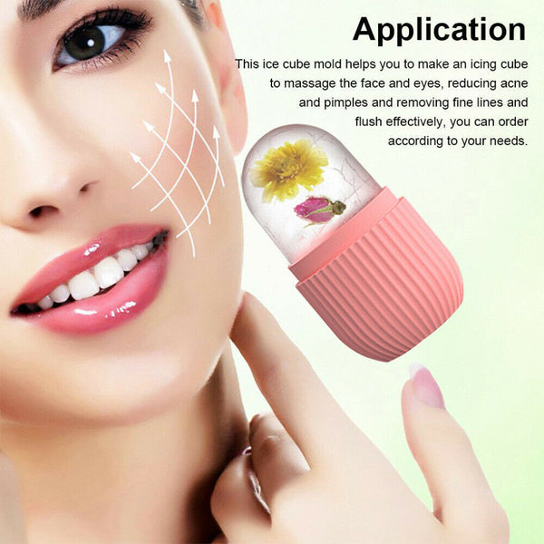 2PCS Silicone Ice Face Massager Facial Ice Mold Reusable Cooling Skincare Tool