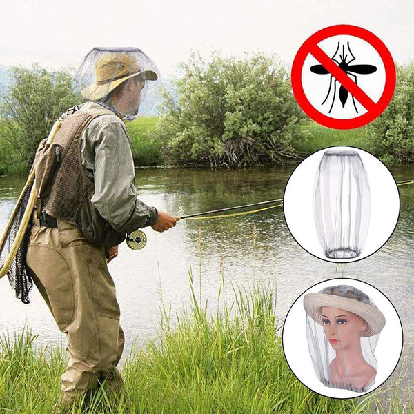 Mosquito Head Net – Fine Mesh Insect Protector Hat Net for Fishing, Hiking & Outdoors