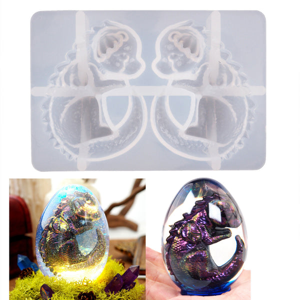 Silicone 3D Dragon Resin Epoxy Mold Egg Jewelry Keychain Casting Mould Craft DIY