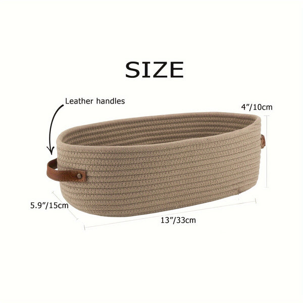 Cotton Rope Woven Storage Basket | Snack Toy Laundry Nursery Organizer with Handles