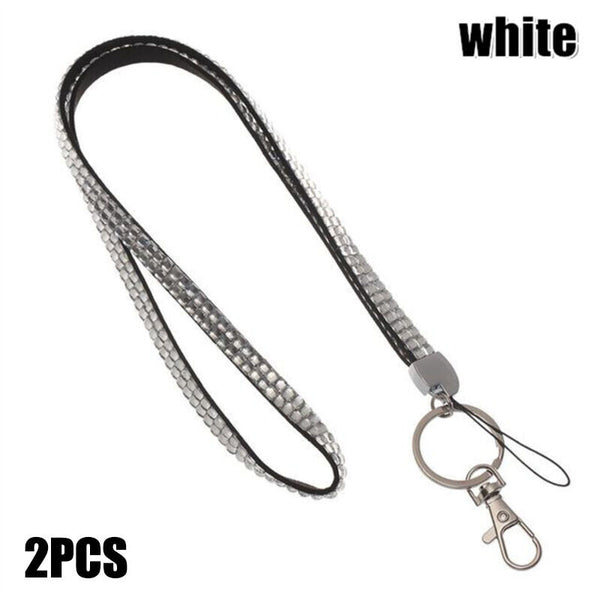 2X Rhinestone Lanyard Neck ID Card Holder Key Case Name Badge Wallet ID card New