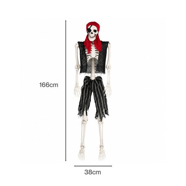 Yezi Halloween Skeleton 166cm Life Size Pirate Decor Poseable PE White