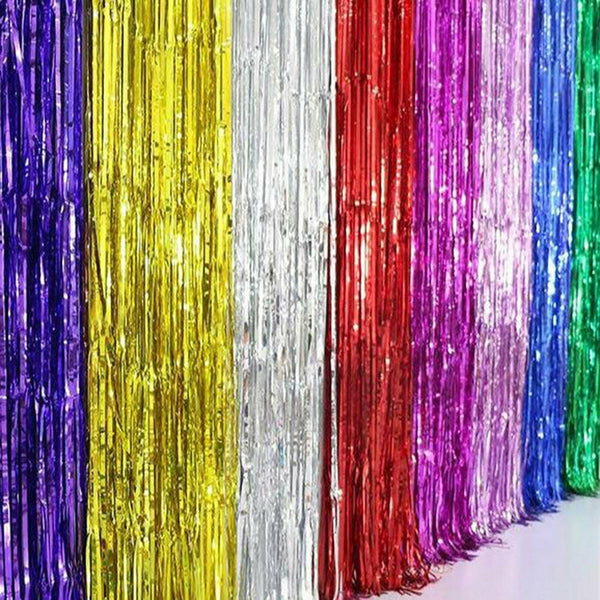 1M Tinsel Curtain Foil Metallic Fringe Backdrop Party Door Decorations Event AU
