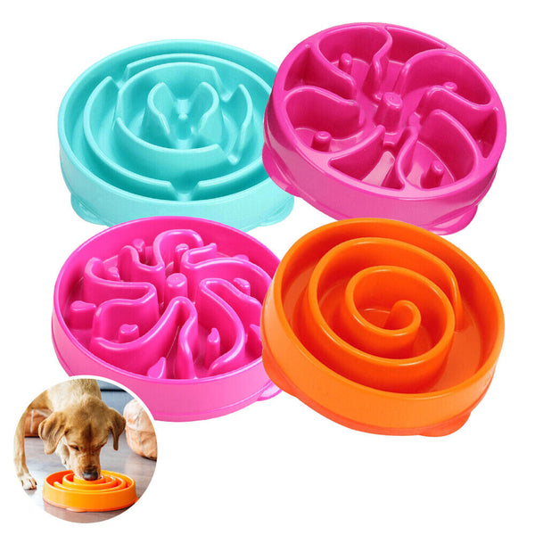 2PCS Cat Dog Slow Down Eating Feeder Dish Pet Large / Small Feeding Food Bowl Di