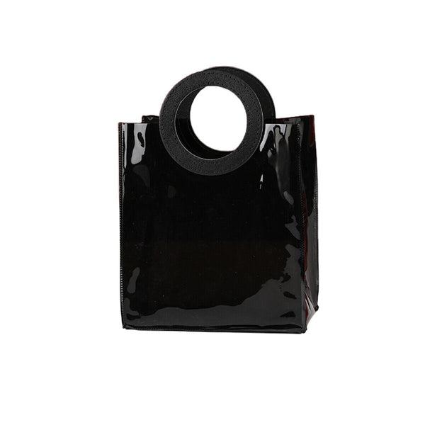 10PCS Black PVC Gift Bags with Round and Square Handles Jelly Handbag Set AU