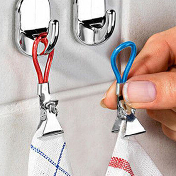 Hand Hanging Clip on Tea Towel Hooks Hangers Clips Loop Grip Rack Holder