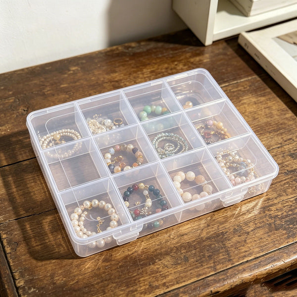 2PCS 12 Compartment Clear Storage Box Bead Jewelry Craft Organizer Container
