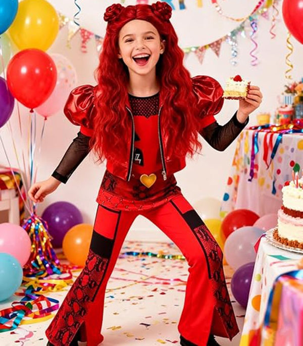 Descendants Costume Girls Kids – Rise of Red Book Week Cosplay Princess Dress with Wig