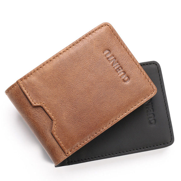 Bifold Credit Card Holder Genuine Leather Wallet Slim Mens RFID Blocking Purse