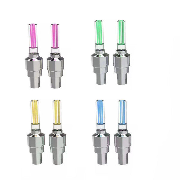 2 PCS FLASHING NEON LED LIGHT WHEEL VALVE CAP TYRE CAR MOTORCYCLE BICYCLE BIKE