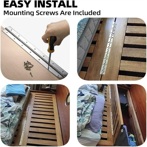 3PCS PIANO HINGE STAINLESS STEEL CABINET BOAT 600 X 25 X 1mm CONTINUOUS HINGES