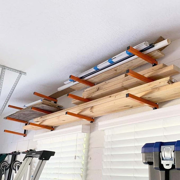 2pcs Wall Mounted Lumber Storage Rack | Heavy Duty Metal Wood & Firewood Storage Brackets