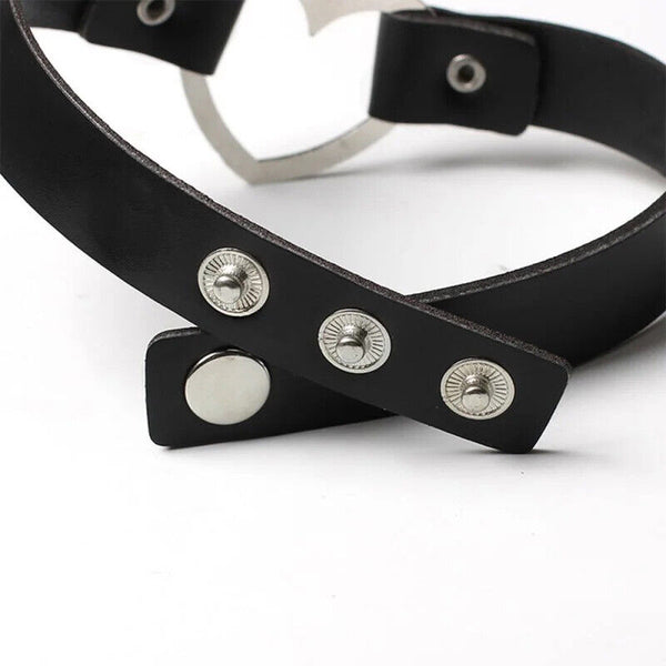 5x Punk Gothic Leather Love Heart Choker Collar Buckle Necklace Teens Stunning