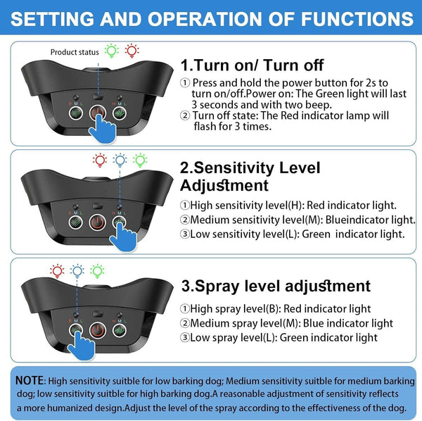 Anti Bark Dog Citronella Spray Collar Rechargeable Training No Barking Humane AU