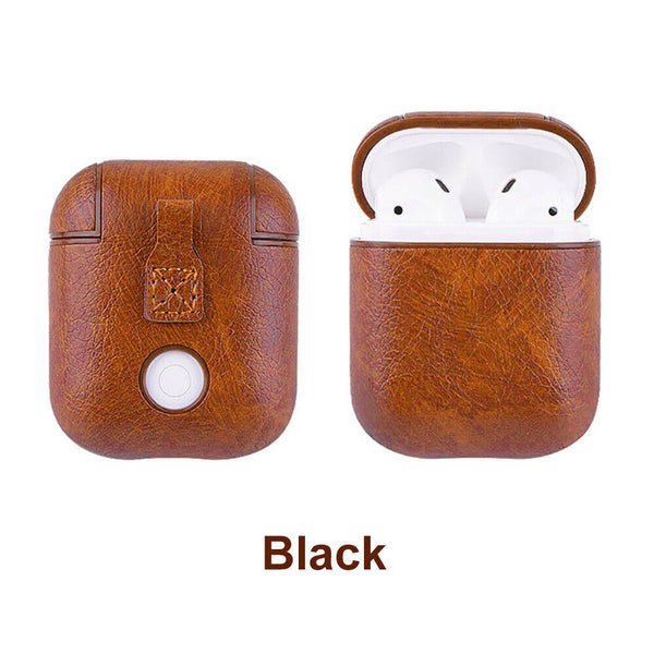 Compatible With Airpods Leather Earphone Protective Case Cover shockproof