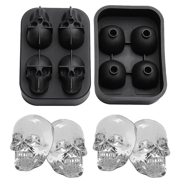 Halloween chocolate Party Tray 3D Skull Silicone Ice Cube Soap candle Mold Mould
