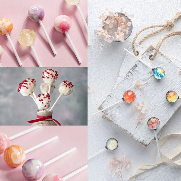 200pcs Cake Pop Sticks White Paper Stick Lolly Lollipop Candy Party - 15cm Long