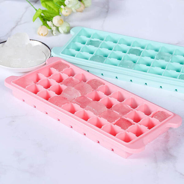 2pcs 36 Grids Silicone Ice Cube Tray With Lid Mold Maker Tool Mould Container