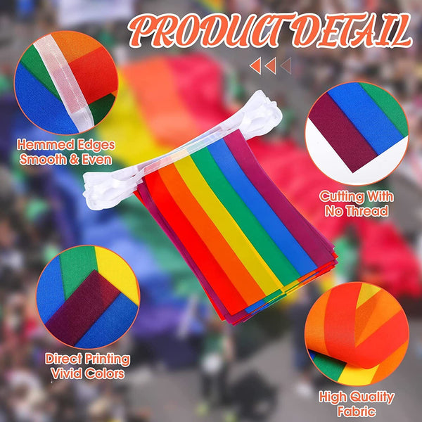 20PCS Rainbow String Flag Gay 5.5M +3x flag Lesbian Pride LGBT Mardi Gras Banner