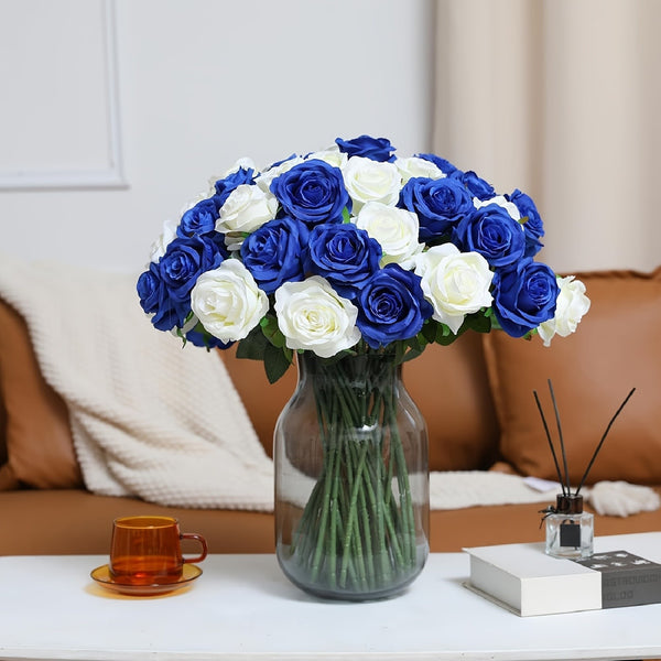 24PCS Artificial Rose Flowers Long Stem Silk Bouquet Wedding Home Decor