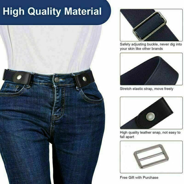 4X Buckle-free Stretch Elastic Belt Invisible No Bulge Hassle For Jean Women Men