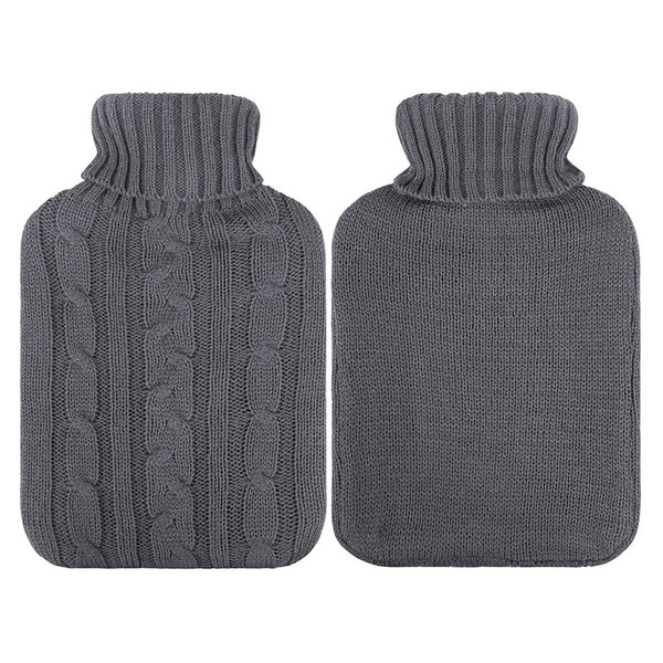 2L Hot Water Bottle with Knitted Cover Winter Warm Rubber Heat Bag