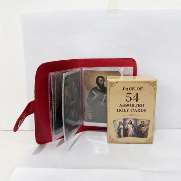 Prayer Card Holder WITH 54 Essential Catholic Christian Prayer Holy Cards Set AU