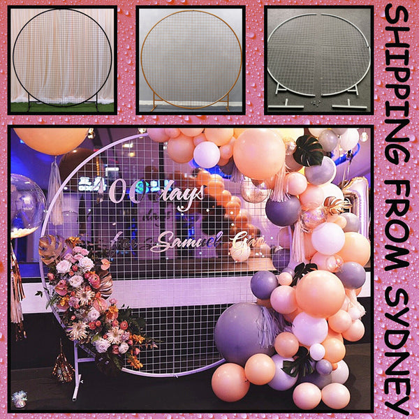1.8M Iron Grid Mesh Wedding Arch Round DIY Stage Backdrop Decor Flower Stand Pr