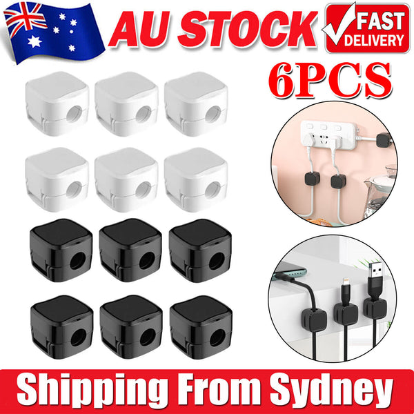 6Pcs Magnetic Cable Wire Clips Tidy Cord Lead Organiser USB Charger Cable Holder