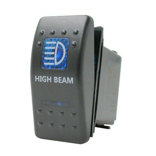 HIGH BEAM 12V Rocker Waterproof Toggle Switch Blue LED Car Boat Caravan