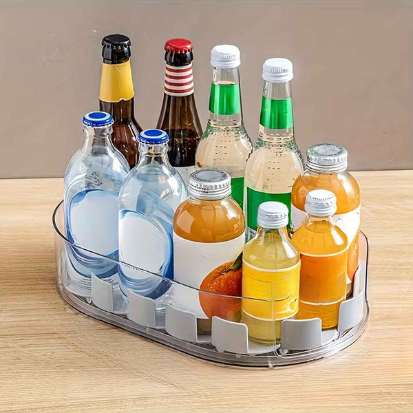 360 Rotating Fridge Organizer Tray – Clear Kitchen Storage Carousel Container
