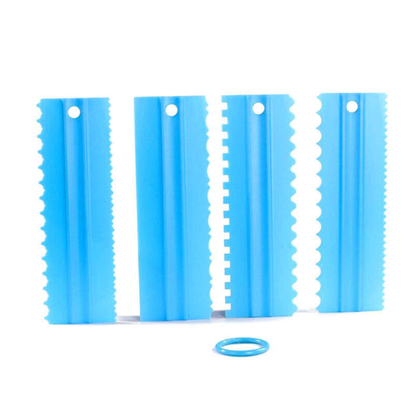 4Pcs Cake Decorating Icing Smoother Edge Frosting Scraper Comb Pastry Spatulas