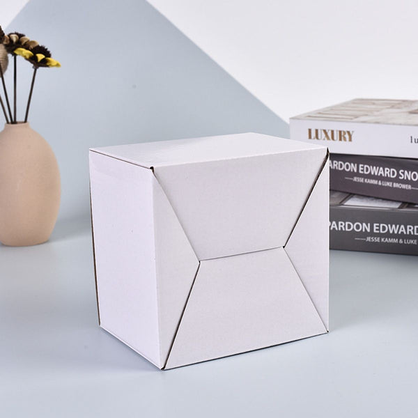 25PCS White Cardboard Gift Boxes Folding Cube Packaging Boxes Small Medium Large