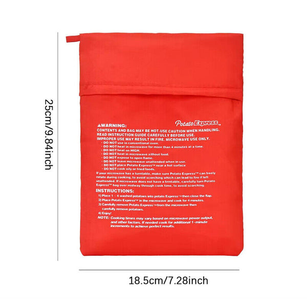 2X Microwave Potato Bag Baked Potato Corn Express Cooking Bag Reusable Washable