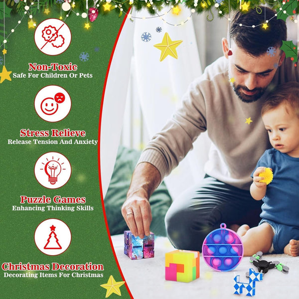 Fidget Advent Calendar 2024, 24 Days of Surprises Fidget Toys Box, Christmas Hol