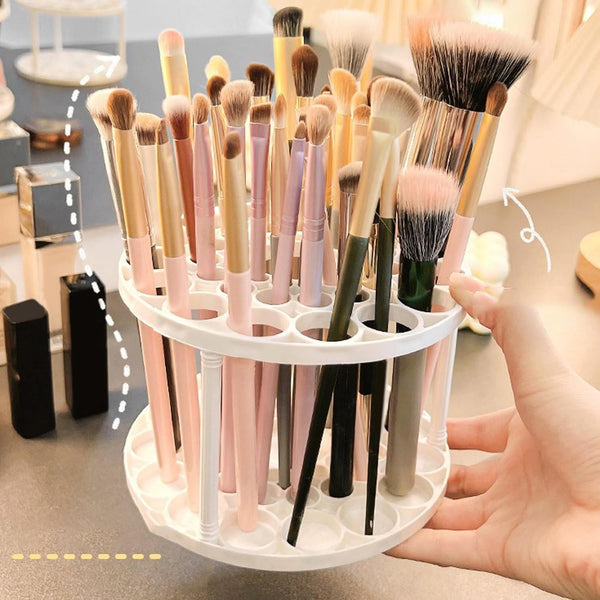 6pcs 360° Rotating Brush Holder Organizer | 46-Hole Makeup & Paint Brush Storage