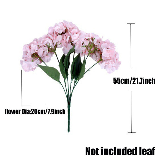 2PCS 6 Heads Hydrangea Flower Artificial Silk Flowers Stem Bouquet Wedding Party