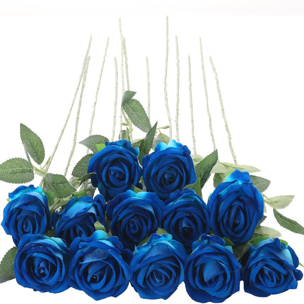 24PCS Artificial Rose Flowers Long Stem Silk Bouquet Wedding Home Decor
