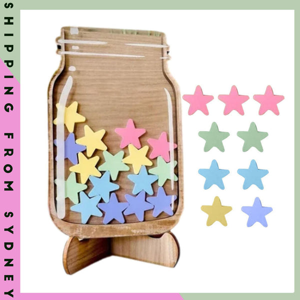 Reward Jars for Kids Star Classroom Wooden Reward Jars with 25 Stars famous