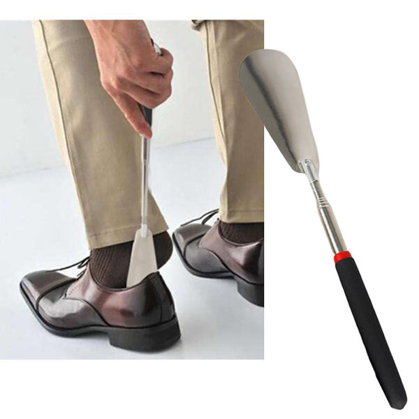 3PCS 75cm Telescopic Long Handle Shoehorn Stainless Steel Shoe Horn Lifter Tool