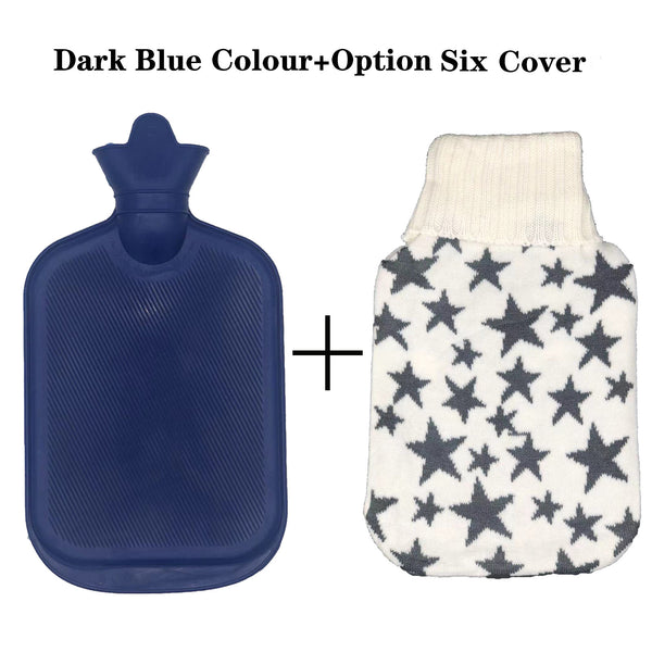 2L Hot Water Bottle Winter Warm Natural Rubber Bag Relaxing Warmer and COVER