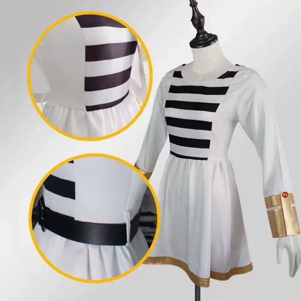 Anime Mage Cosplay Costume Set White Wig Fantasy Dress Outfit Book Week Party