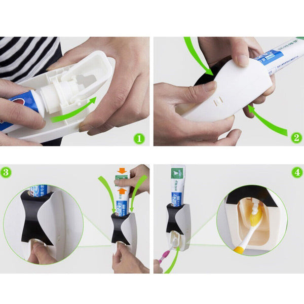 5 Toothbrush Holder Automatic Toothpaste Dispenser Set SqueezerStand Hnadfree