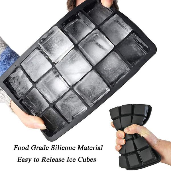 15 Grid Large Ice Cube Tray Silicone Mold | Big Square Ice Maker for Whiskey