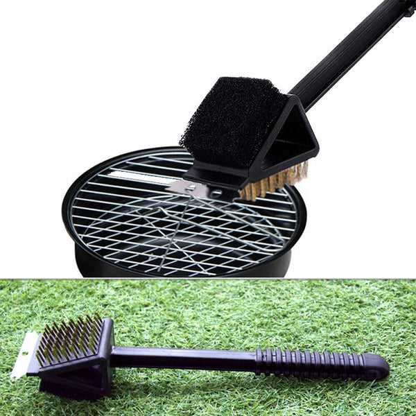 3 in 1 Cleaner Cleaning Handled Tool Long Scraper BBQ Grill Barbecue Brush