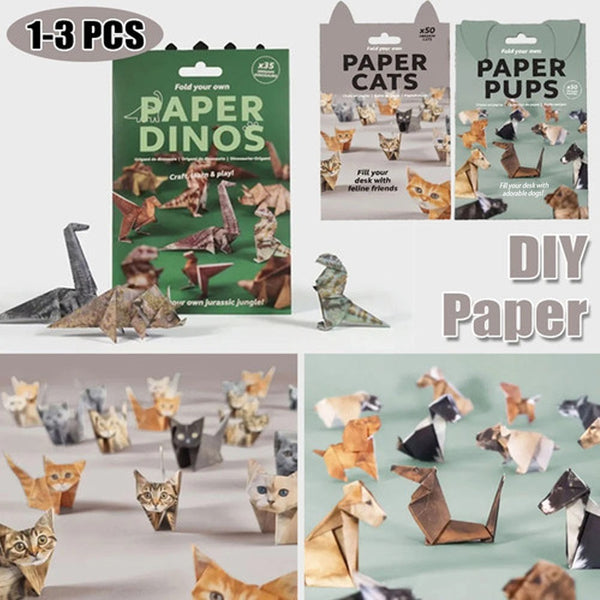 DIY Paper Cats - 50 Sheets DIY Origami Paper To Fold Cute Cat Figures Halloween
