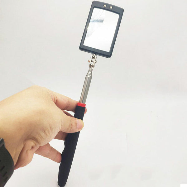 LED Inspection Mirror illuminate Extendable Telescoping Swivel Light Lighted