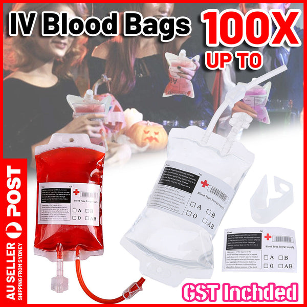 Reusable IV Blood Bags Halloween Haunted House Energy Drink Container AU