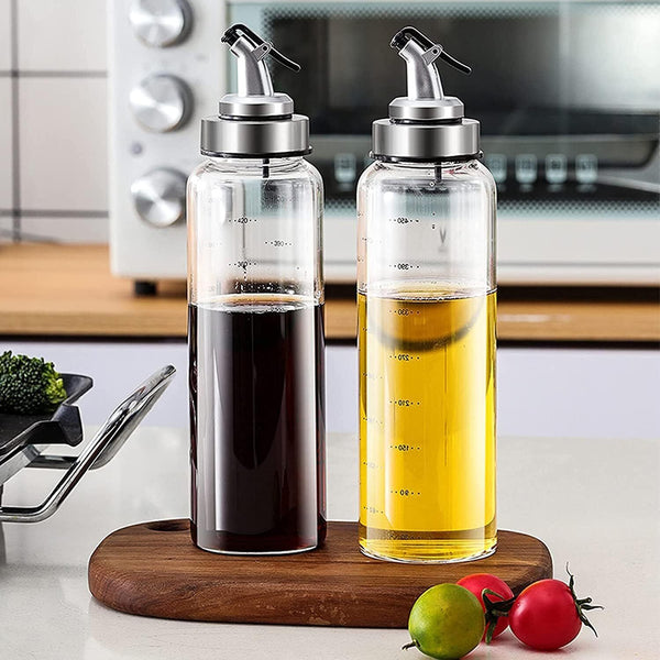 2pcs 300/+450ml Olive Oil Vinegar Dispenser Pourer Glass Bottle Kitchen Tools